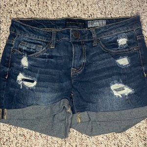 Lightly Distressed Dark Denim Shorts